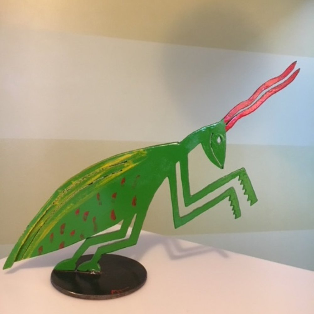 Grasshopper sculpture, candle holder, metal, gift